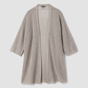 Eileen Fisher Merino High Collar Cardigan Dove 2X Excellent Condition Retail